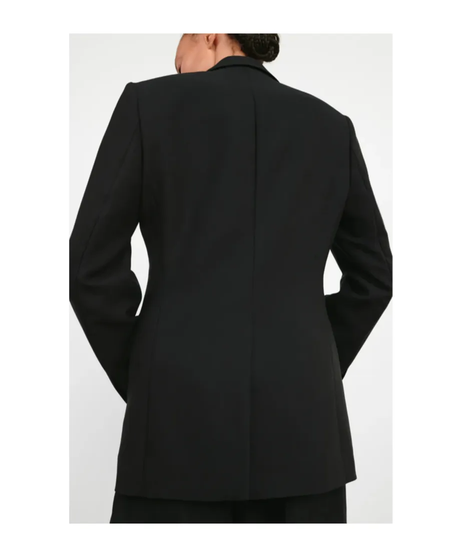 Buttoned Notch-Lapel Blazer