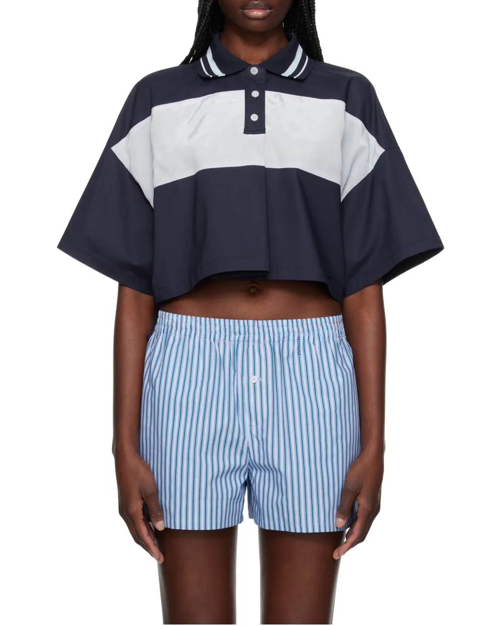 Color Block Cropped Polo