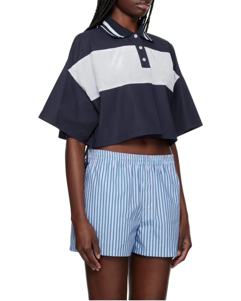 Color Block Cropped Polo
