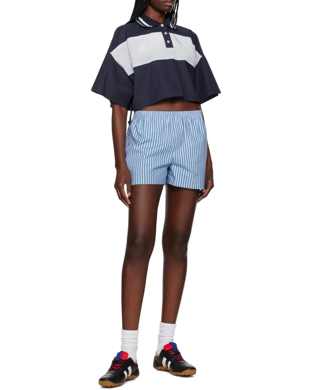 Color Block Cropped Polo
