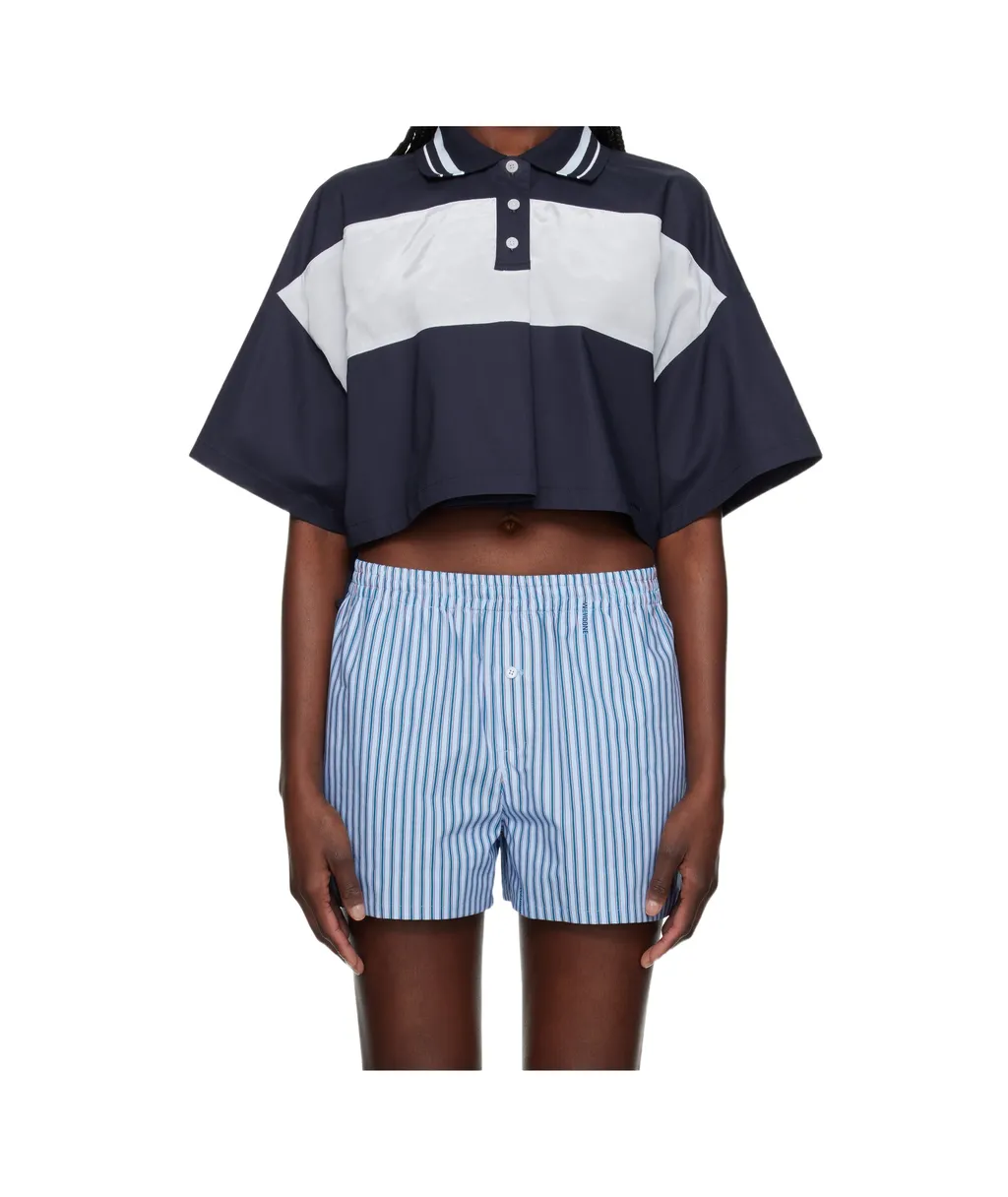 Color Block Cropped Polo