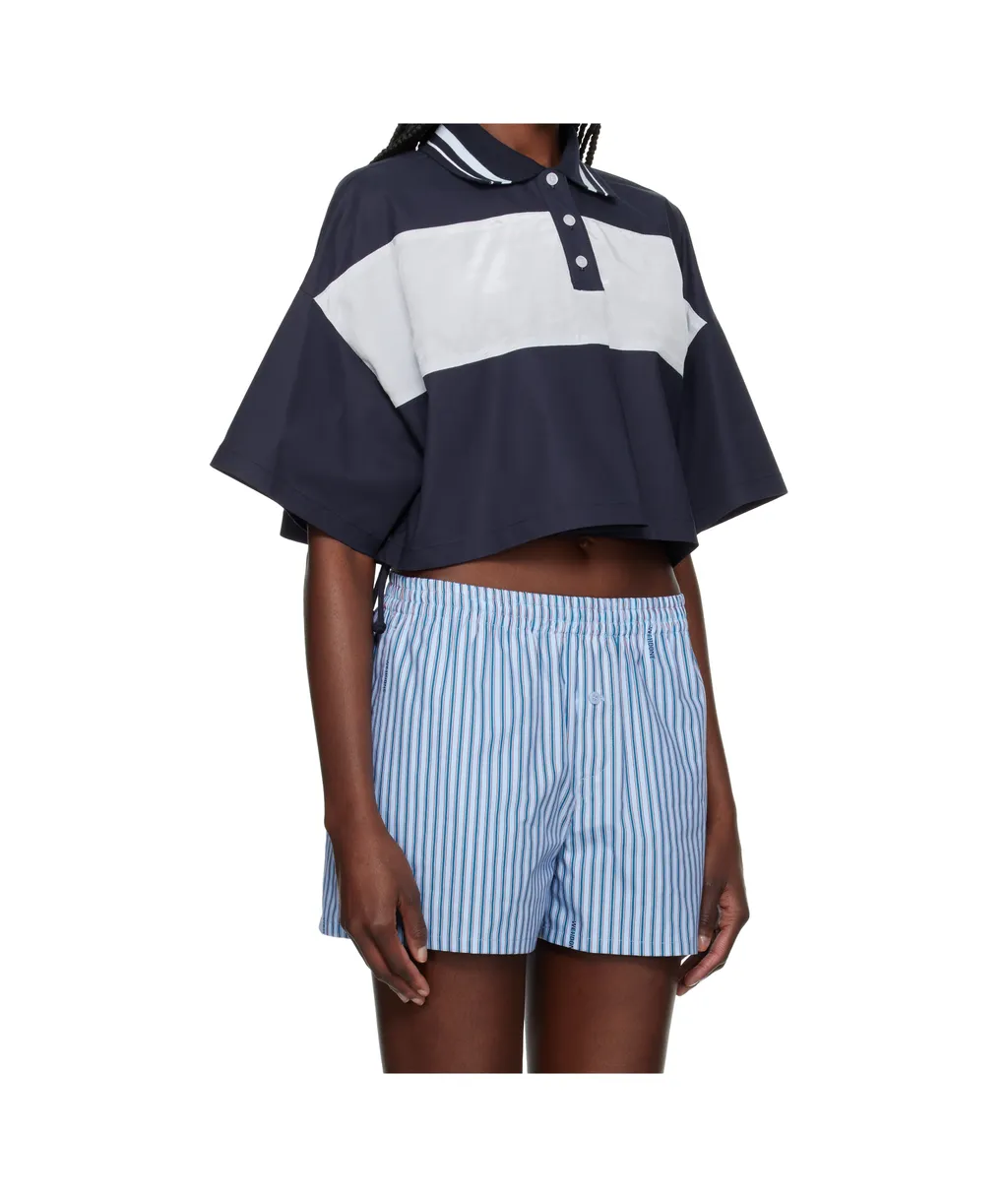 Color Block Cropped Polo