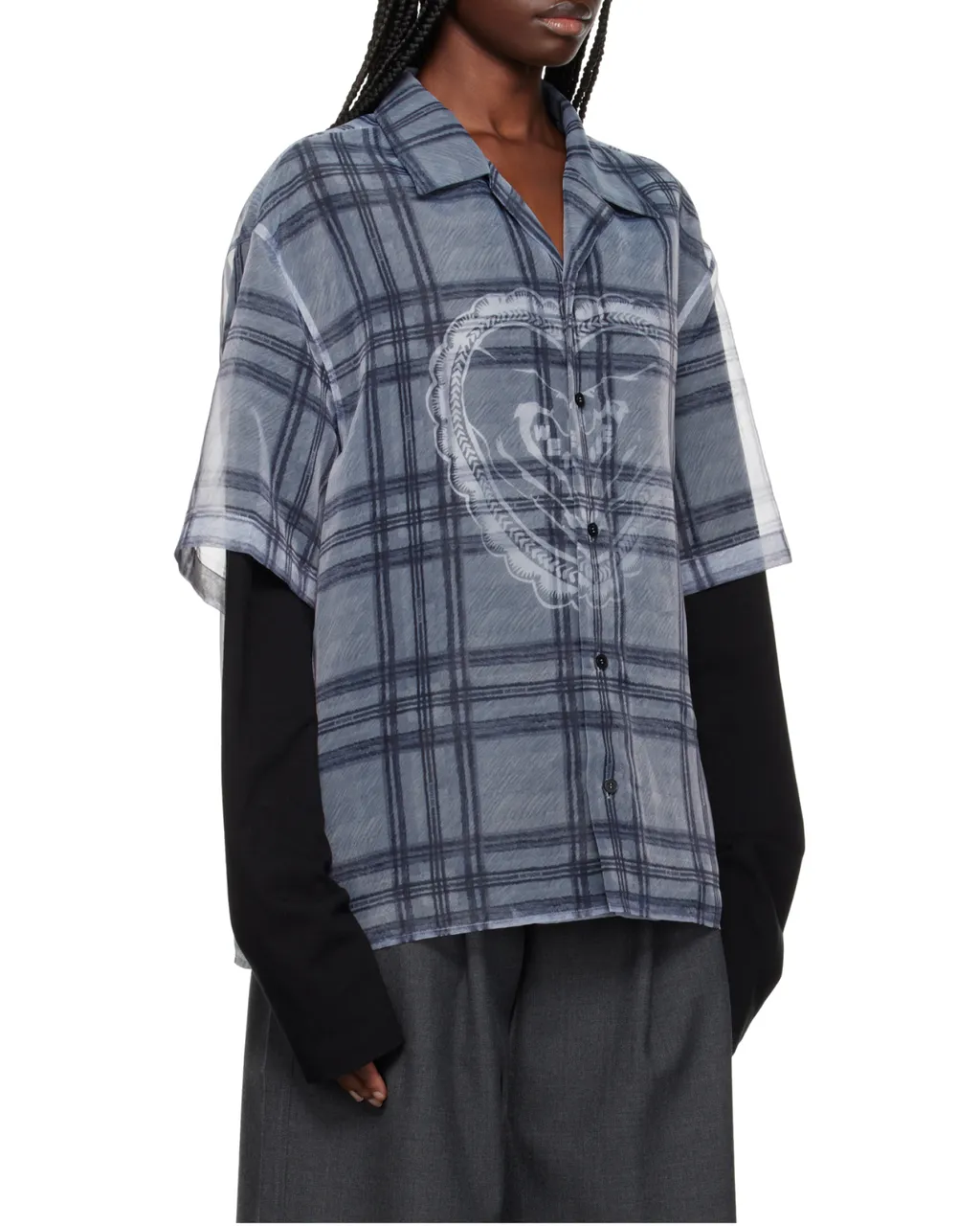 Heart Layered Check Pattern Shirt