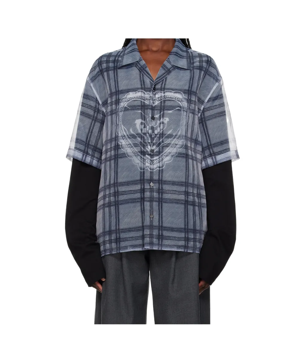 Heart Layered Check Pattern Shirt