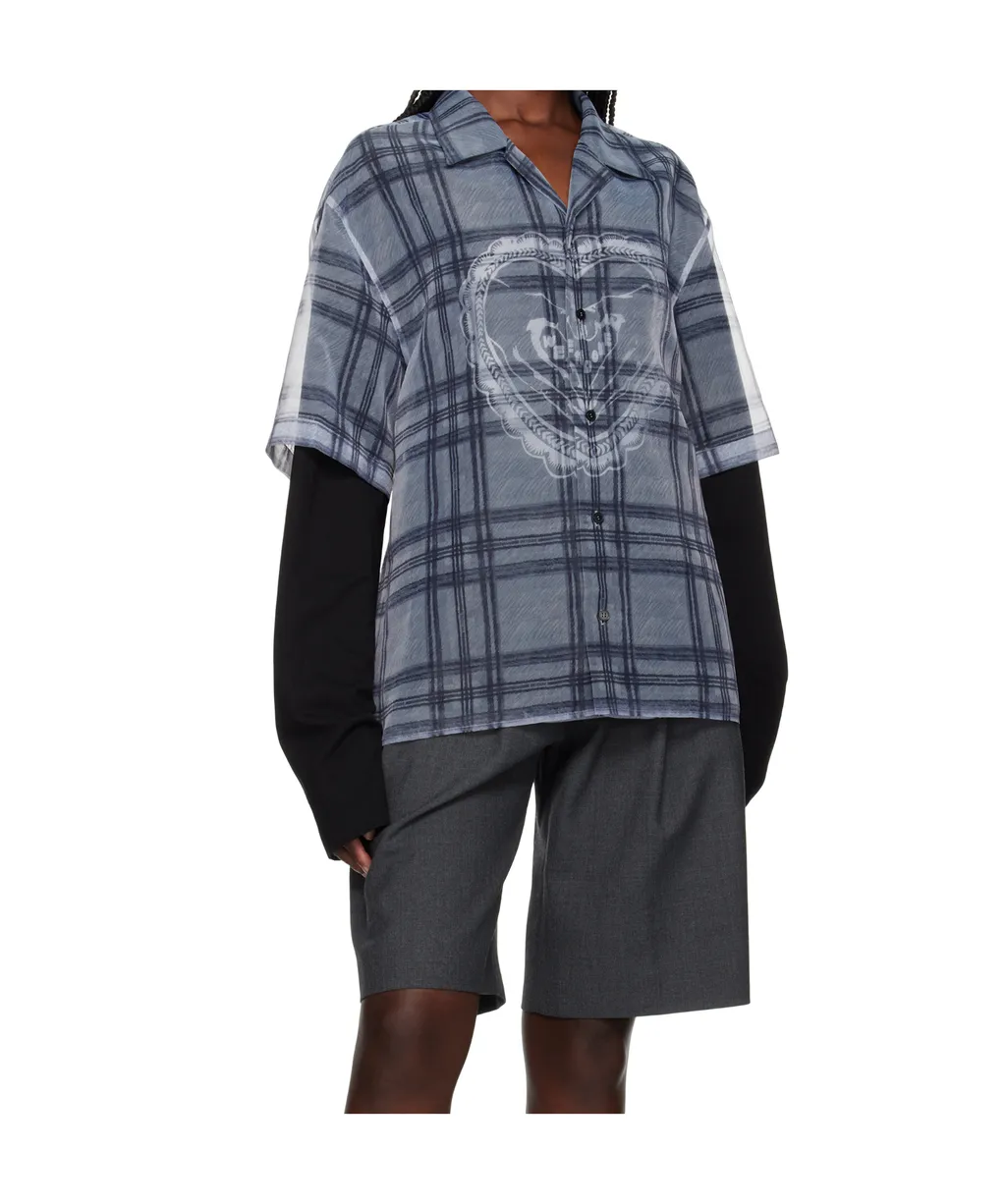 Heart Layered Check Pattern Shirt