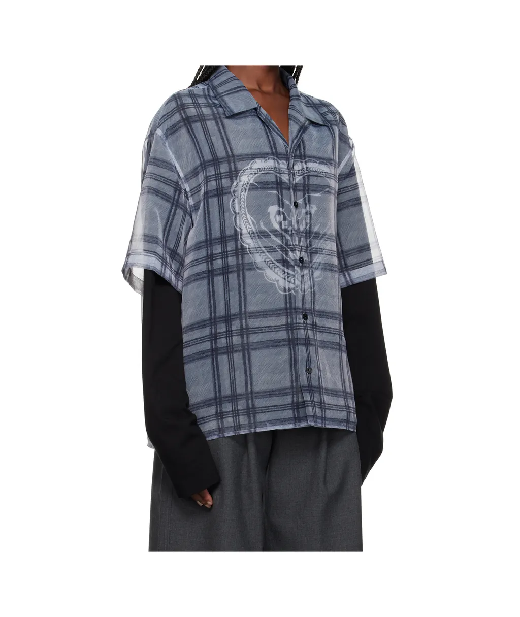 Heart Layered Check Pattern Shirt