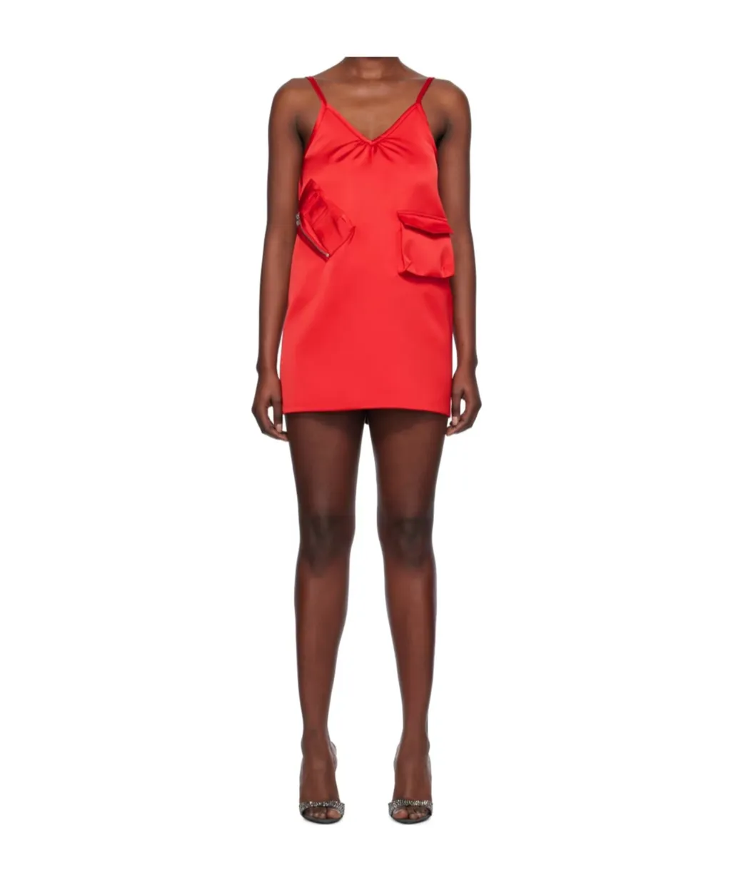 Red Pocket Minidress