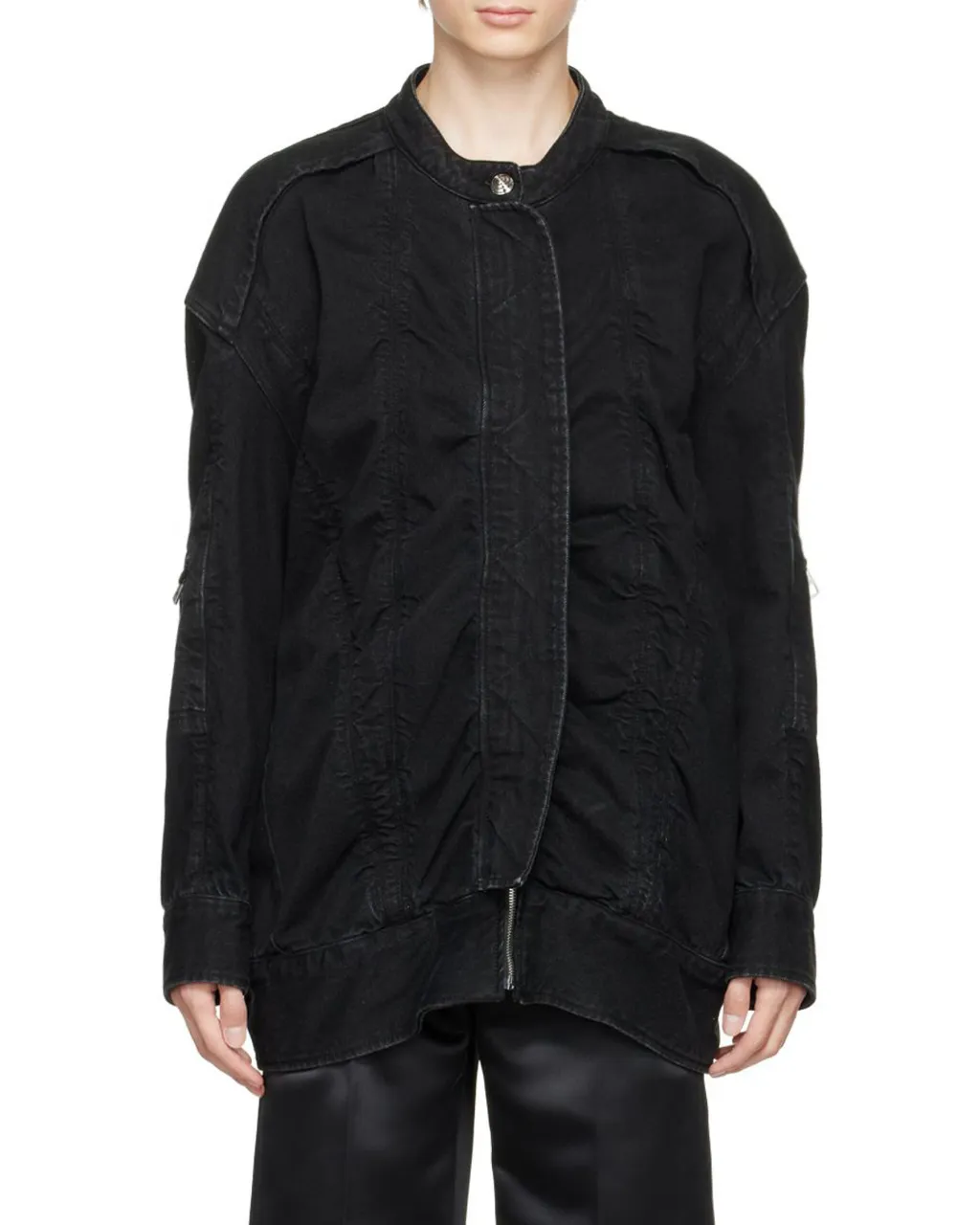 Logo Zipper Denim Coat