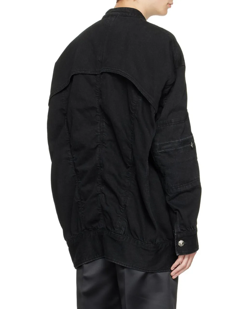 Logo Zipper Denim Coat