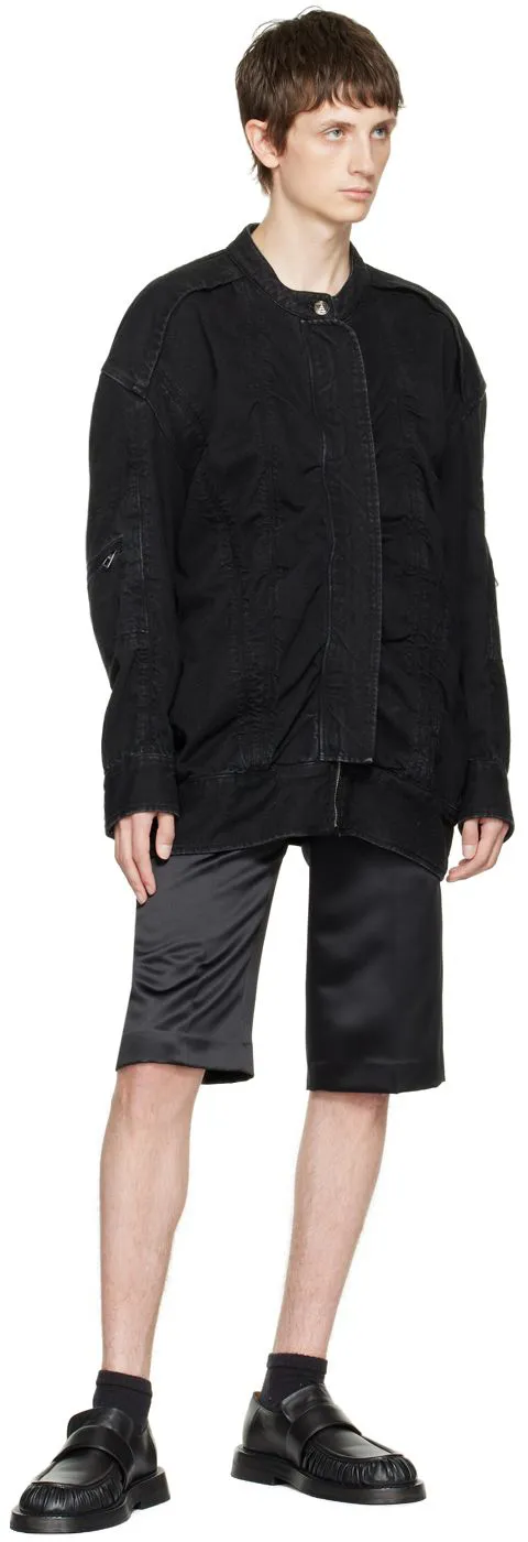 Logo Zipper Denim Coat