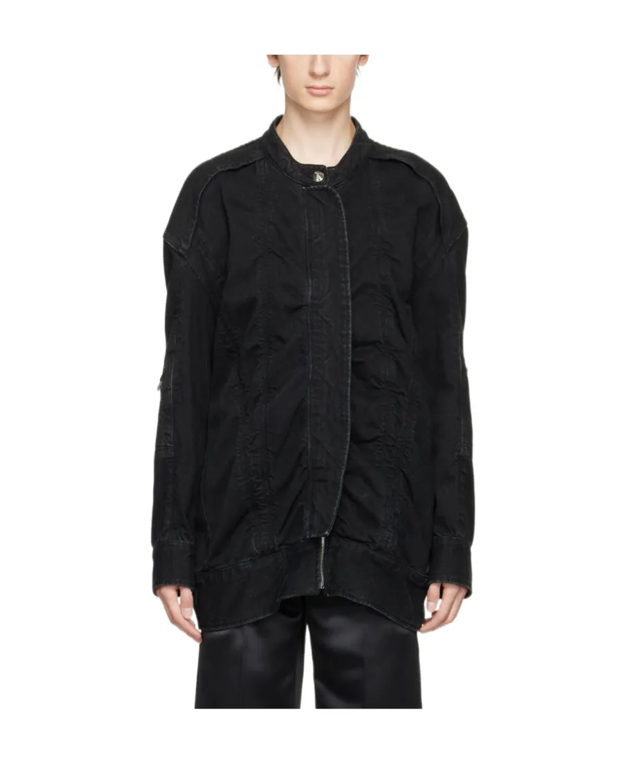 Logo Zipper Denim Coat