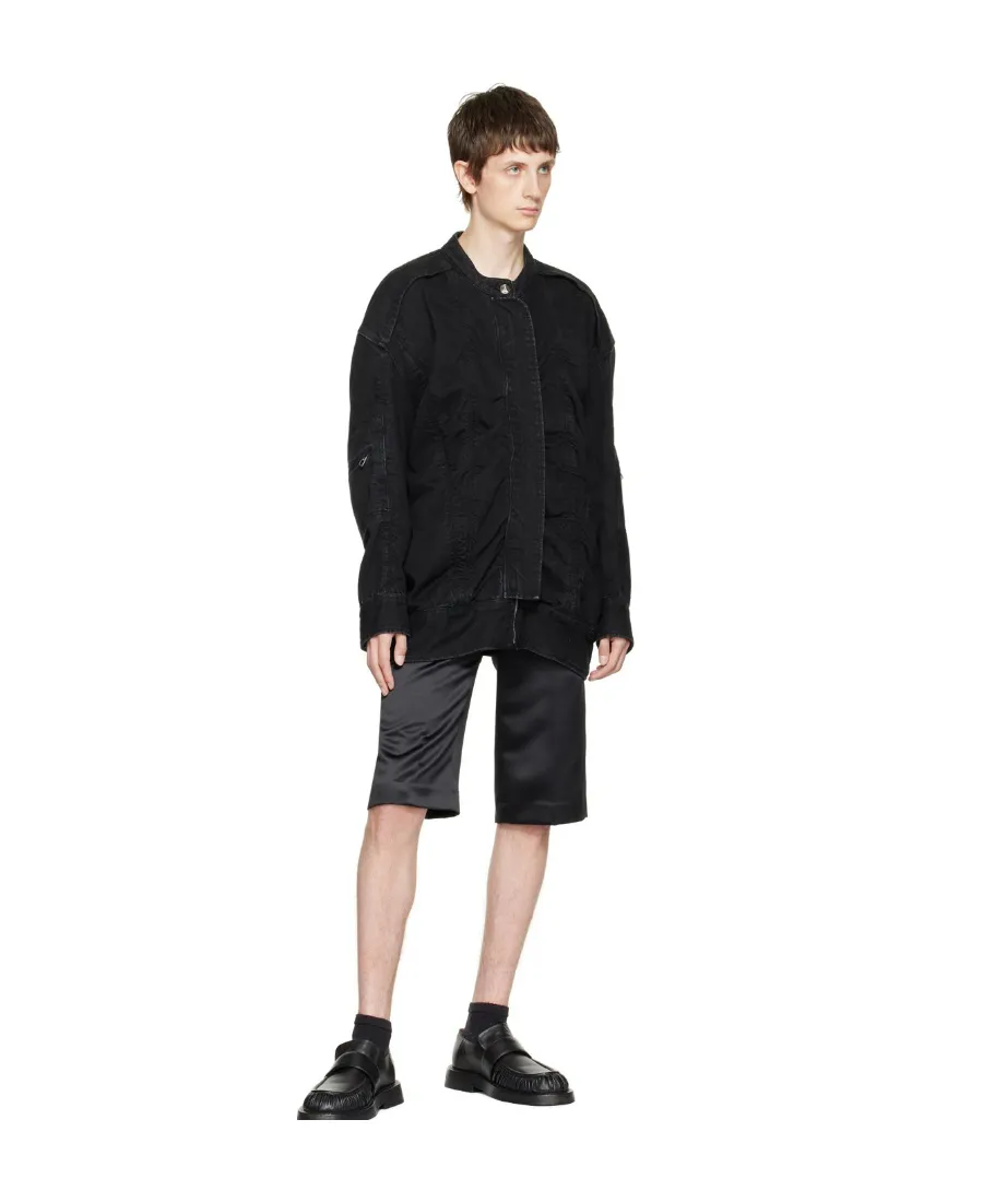 Logo Zipper Denim Coat