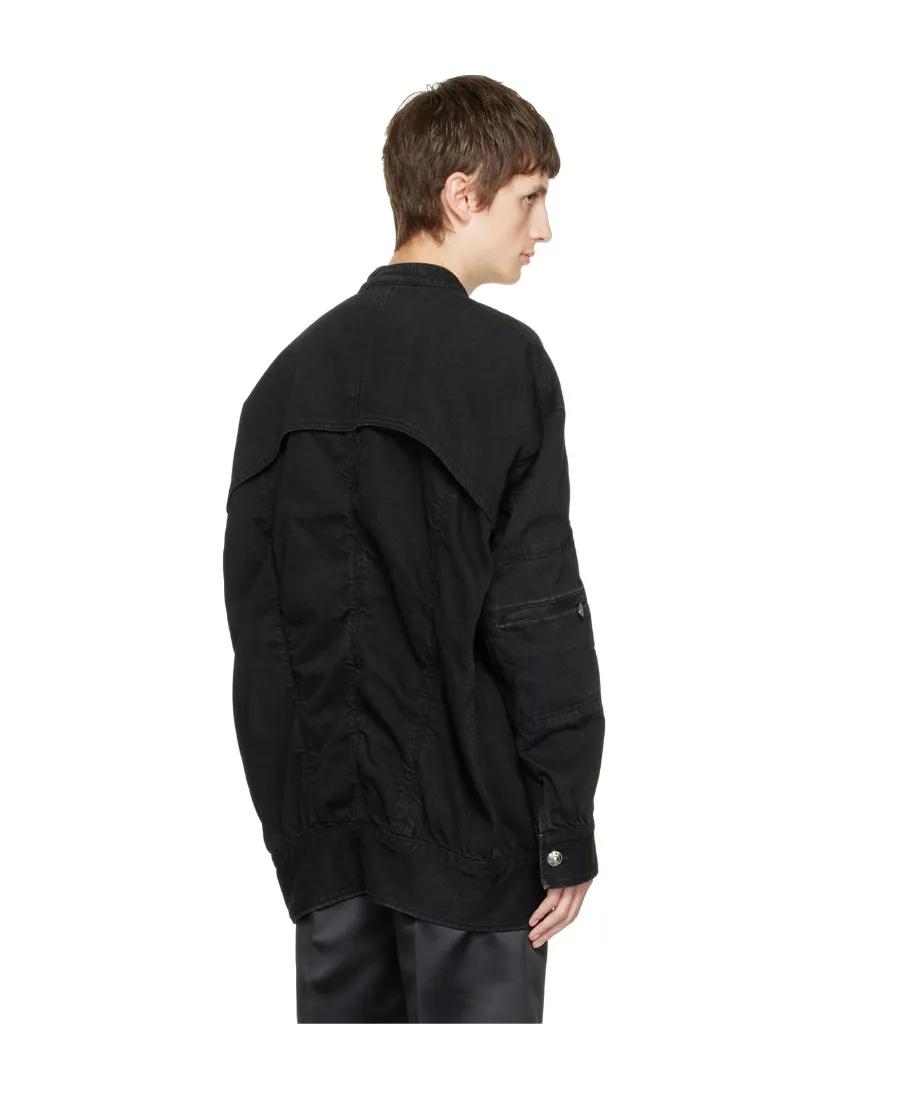 Logo Zipper Denim Coat