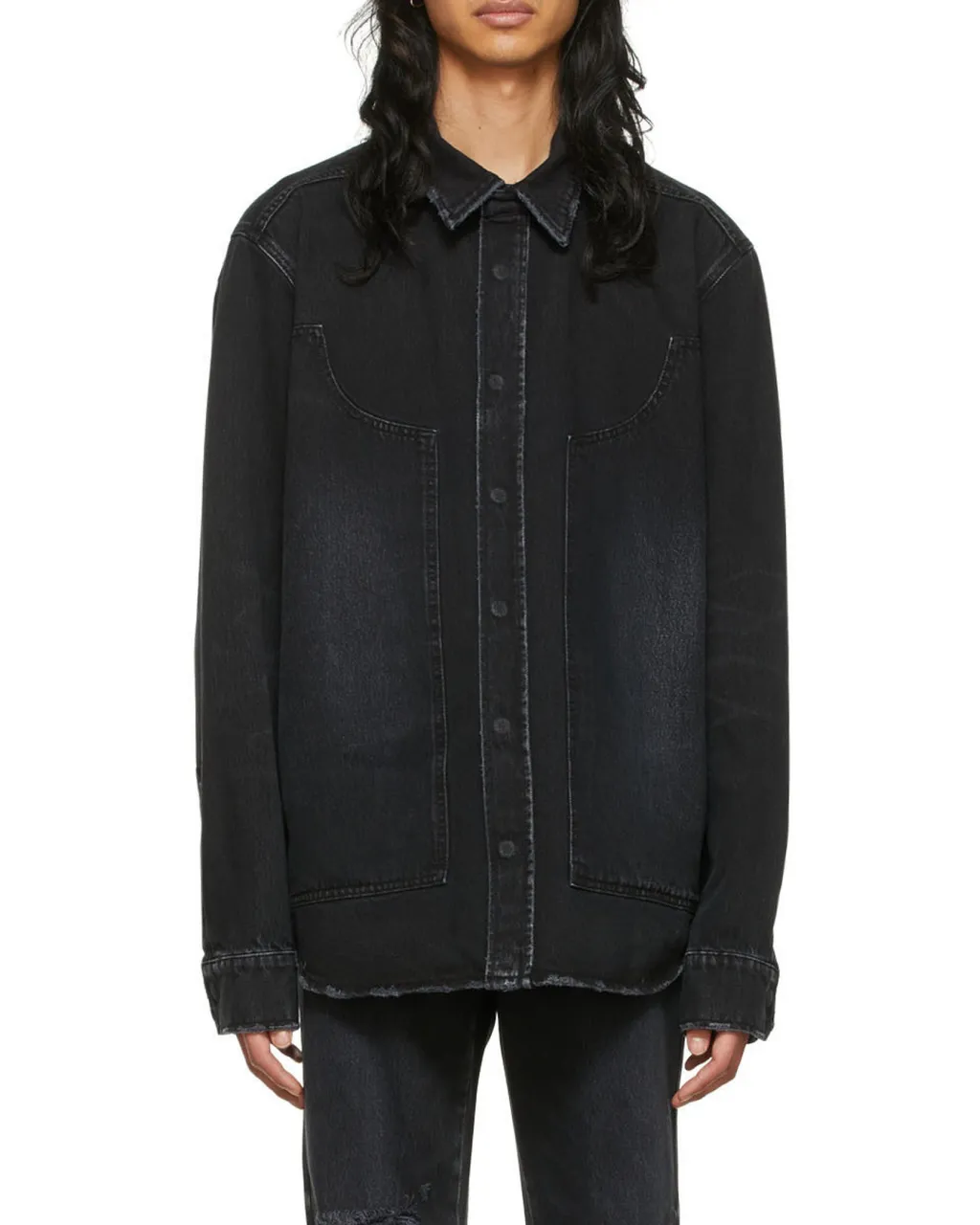 Lapel Long-Sleeved Denim Shirt