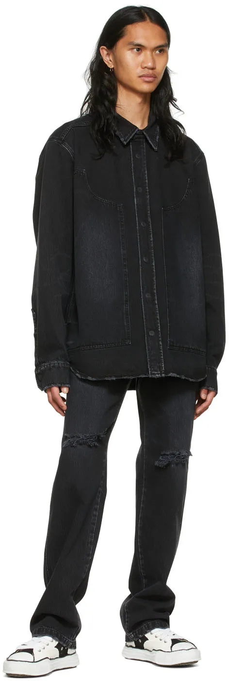Lapel Long-Sleeved Denim Shirt
