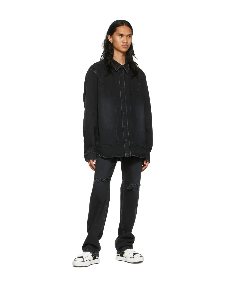 Lapel Long-Sleeved Denim Shirt