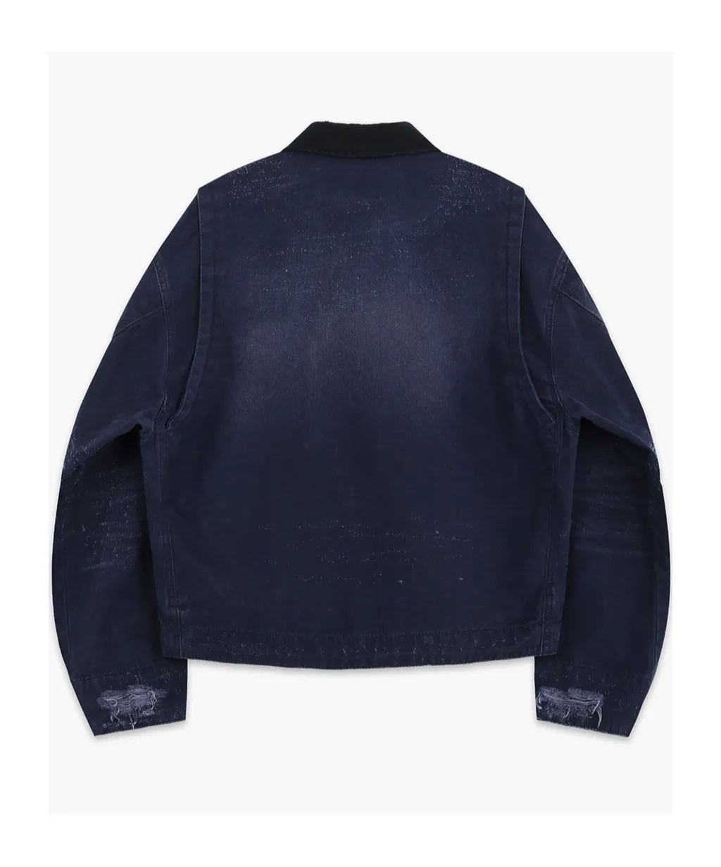 Logo Zipper Denim Coat