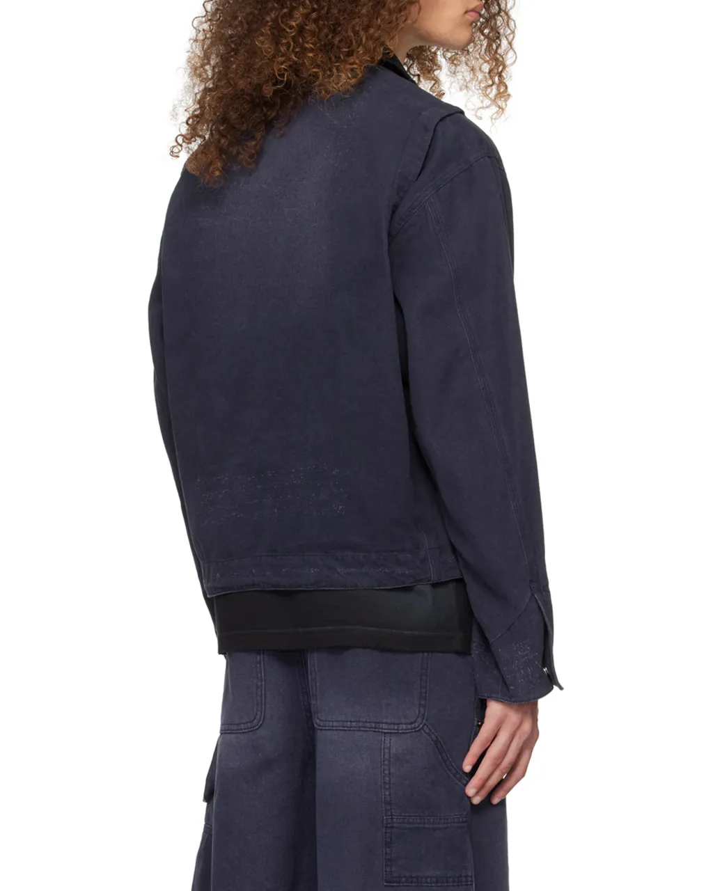 Logo Zipper Denim Coat