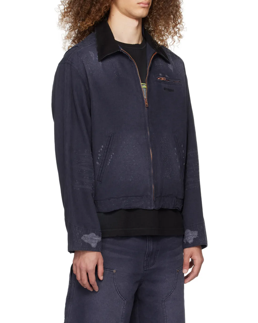 Logo Zipper Denim Coat
