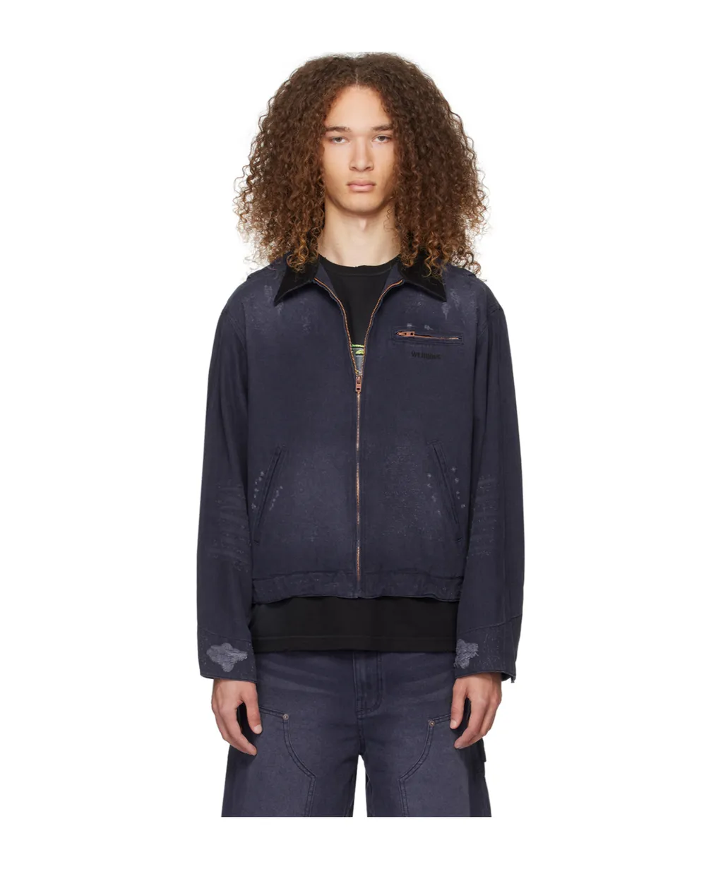 Logo Zipper Denim Coat