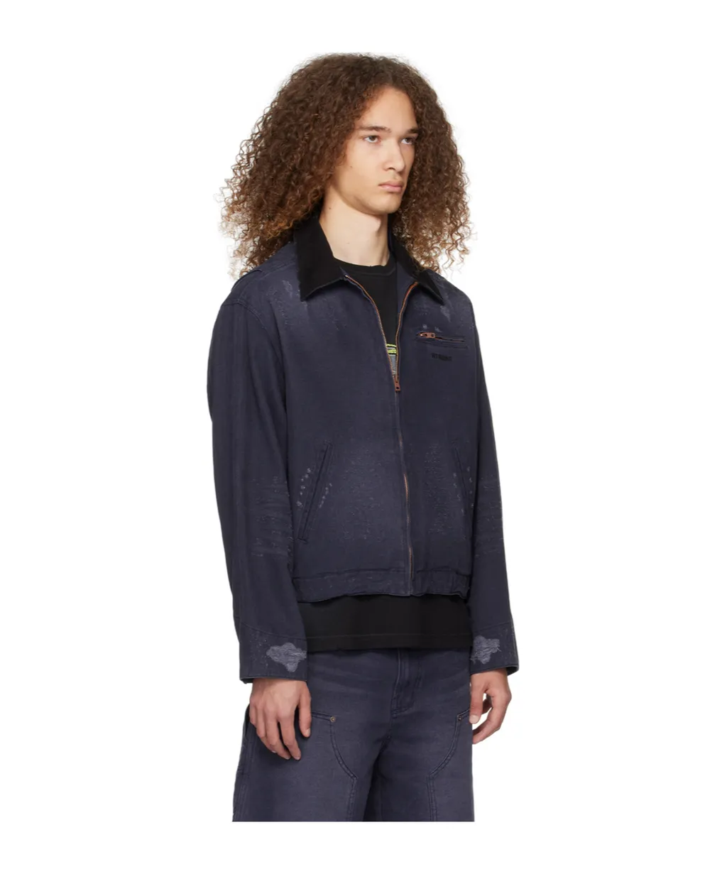 Logo Zipper Denim Coat