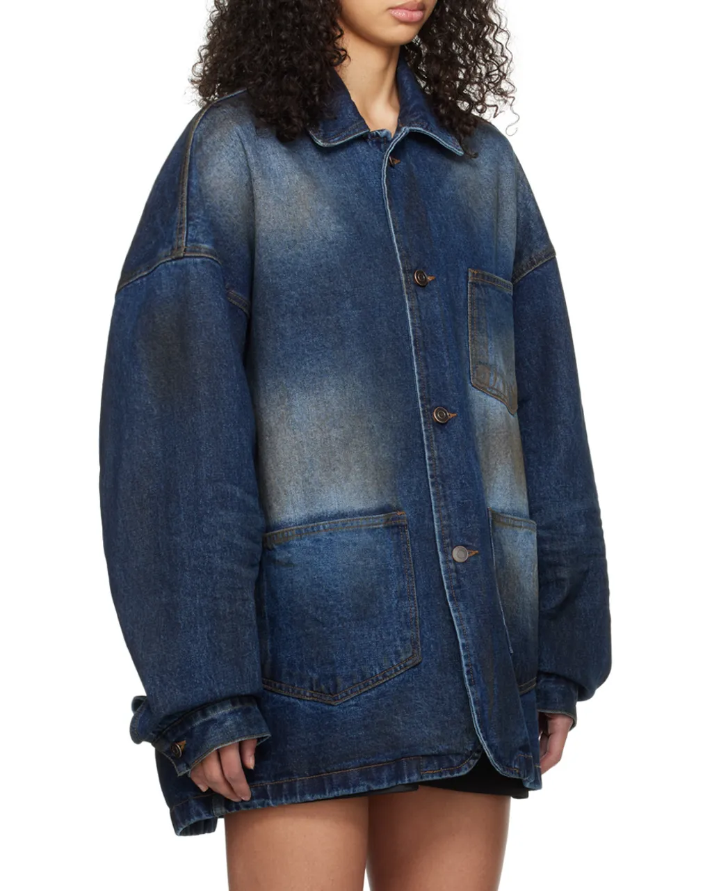 Button Long-Sleeved Denim Coat