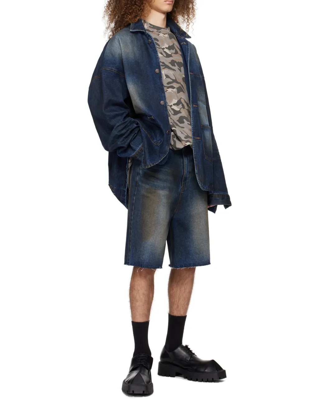 Button Long-Sleeved Denim Coat
