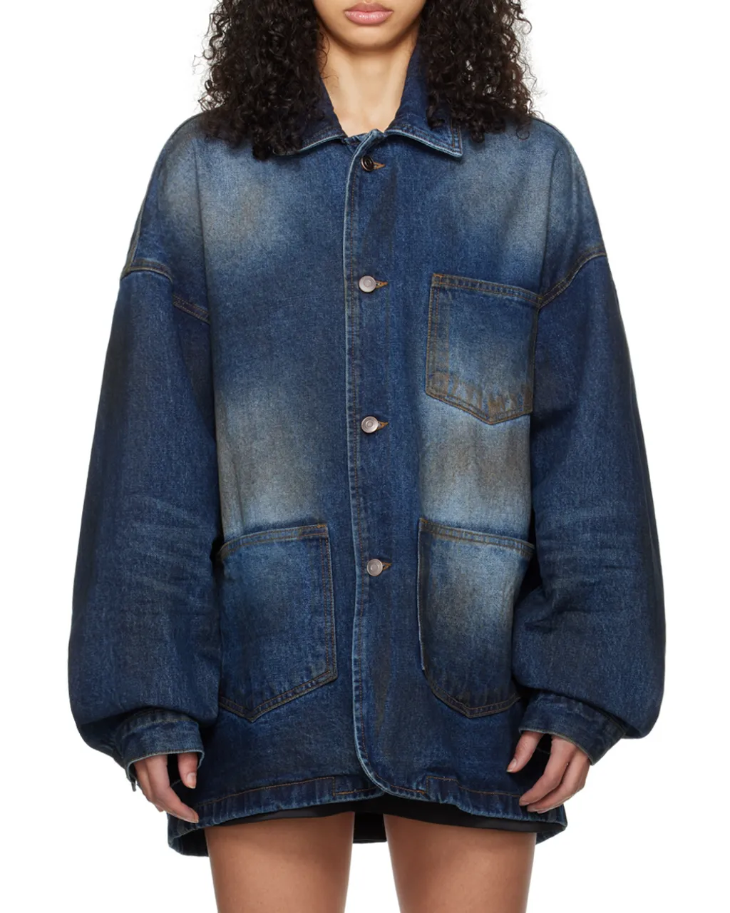 Button Long-Sleeved Denim Coat