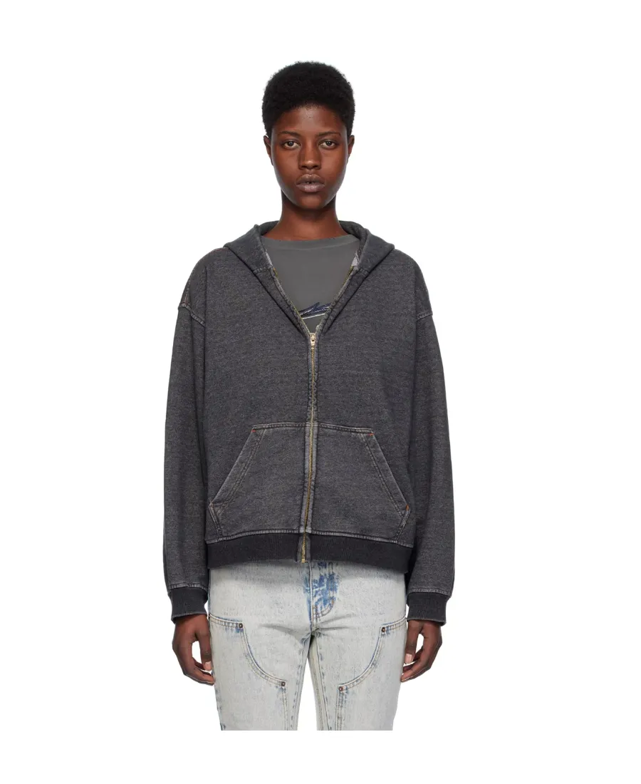 Zip-Up Denim Hoodie
