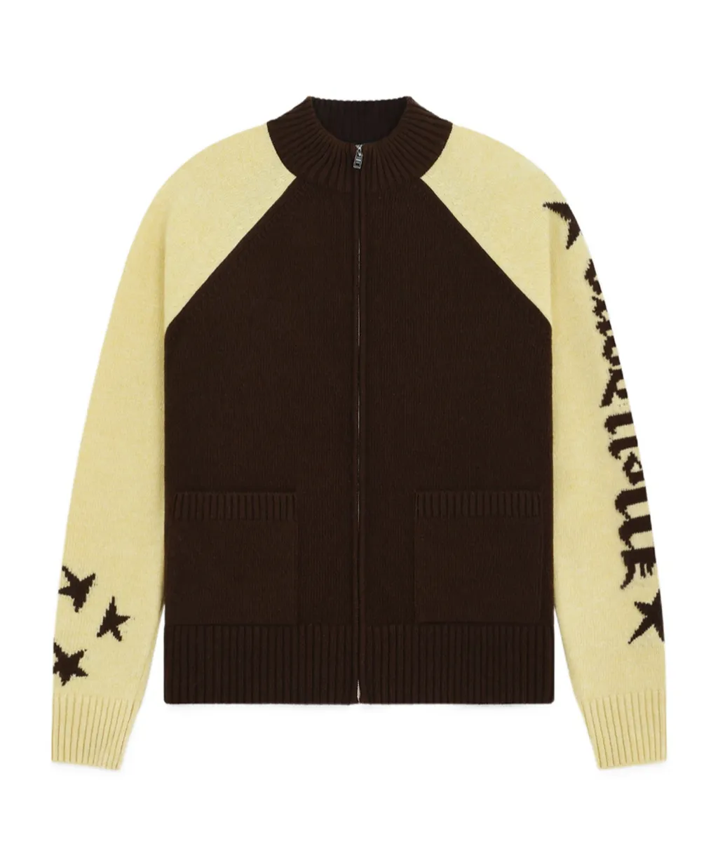 Wool Stand-Neck Knitted Cardigan