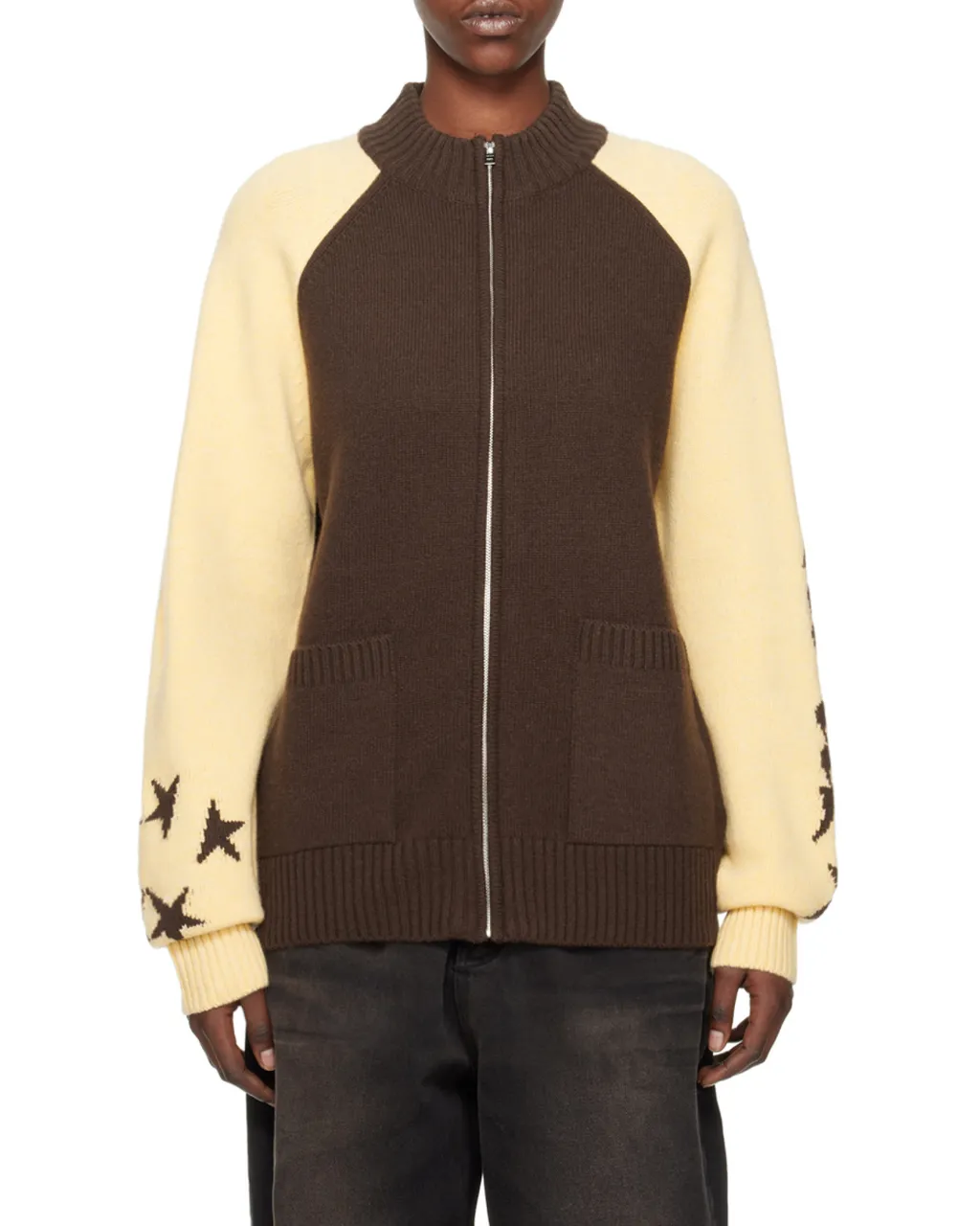 Wool Stand-Neck Knitted Cardigan