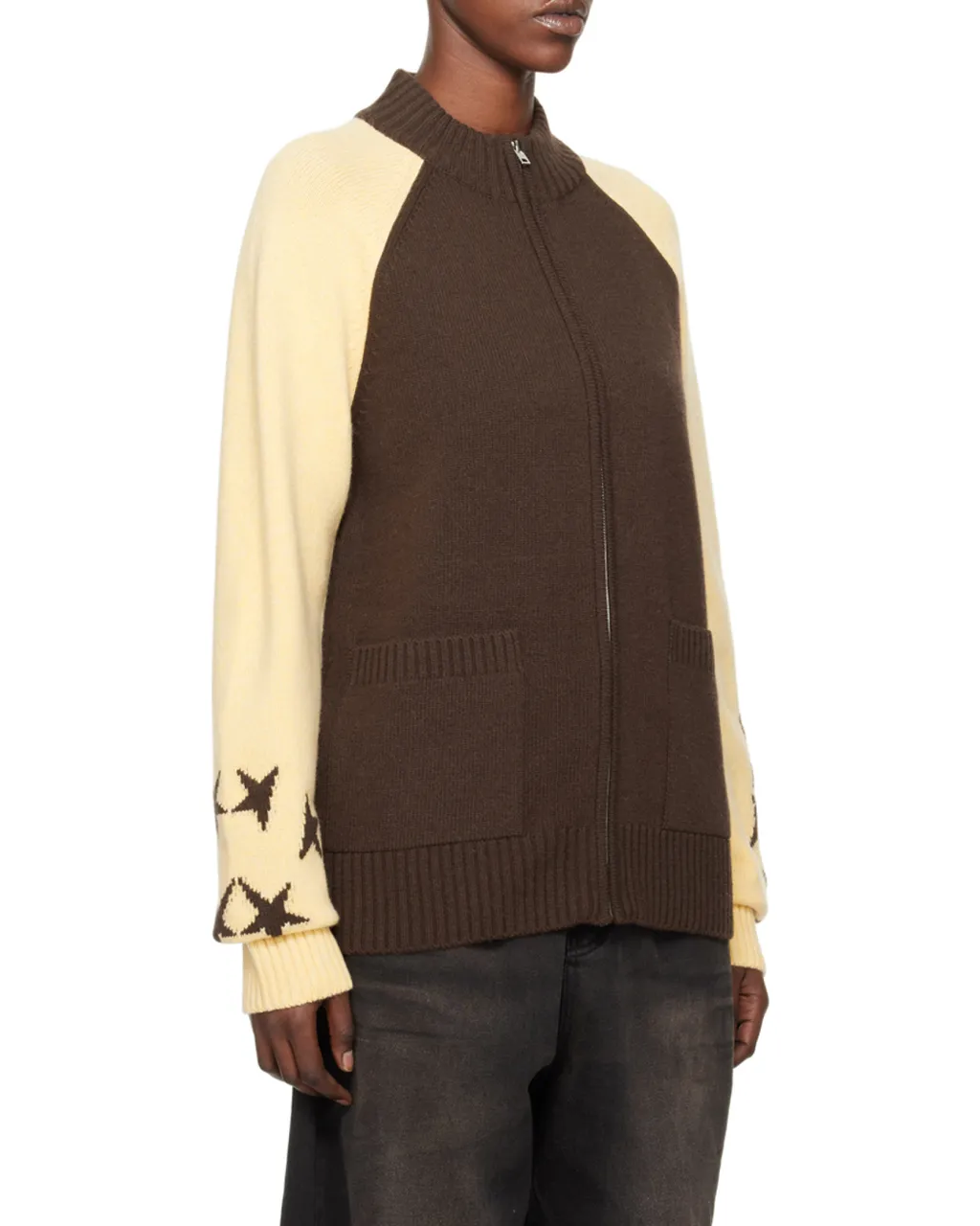 Wool Stand-Neck Knitted Cardigan