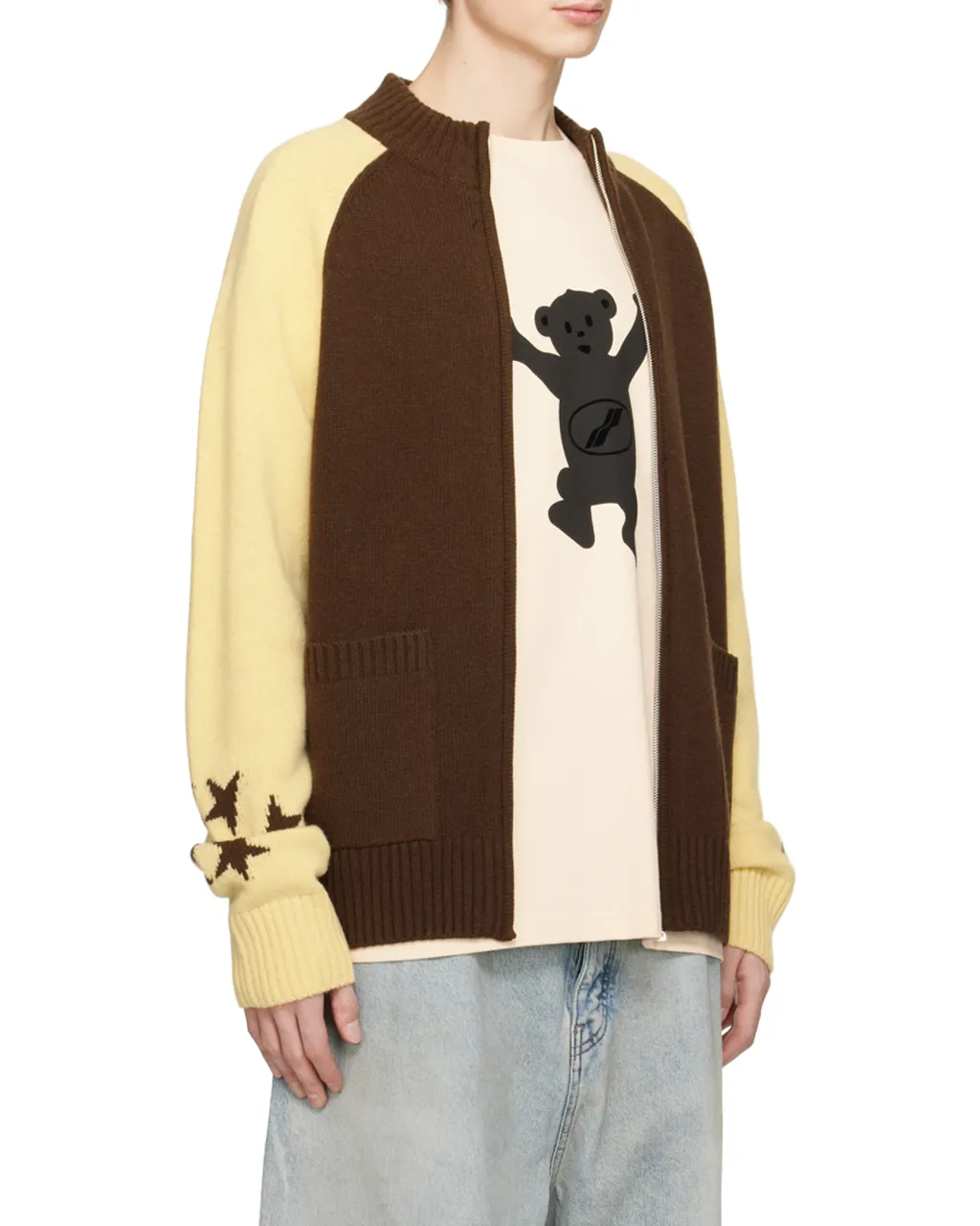 Wool Stand-Neck Knitted Cardigan
