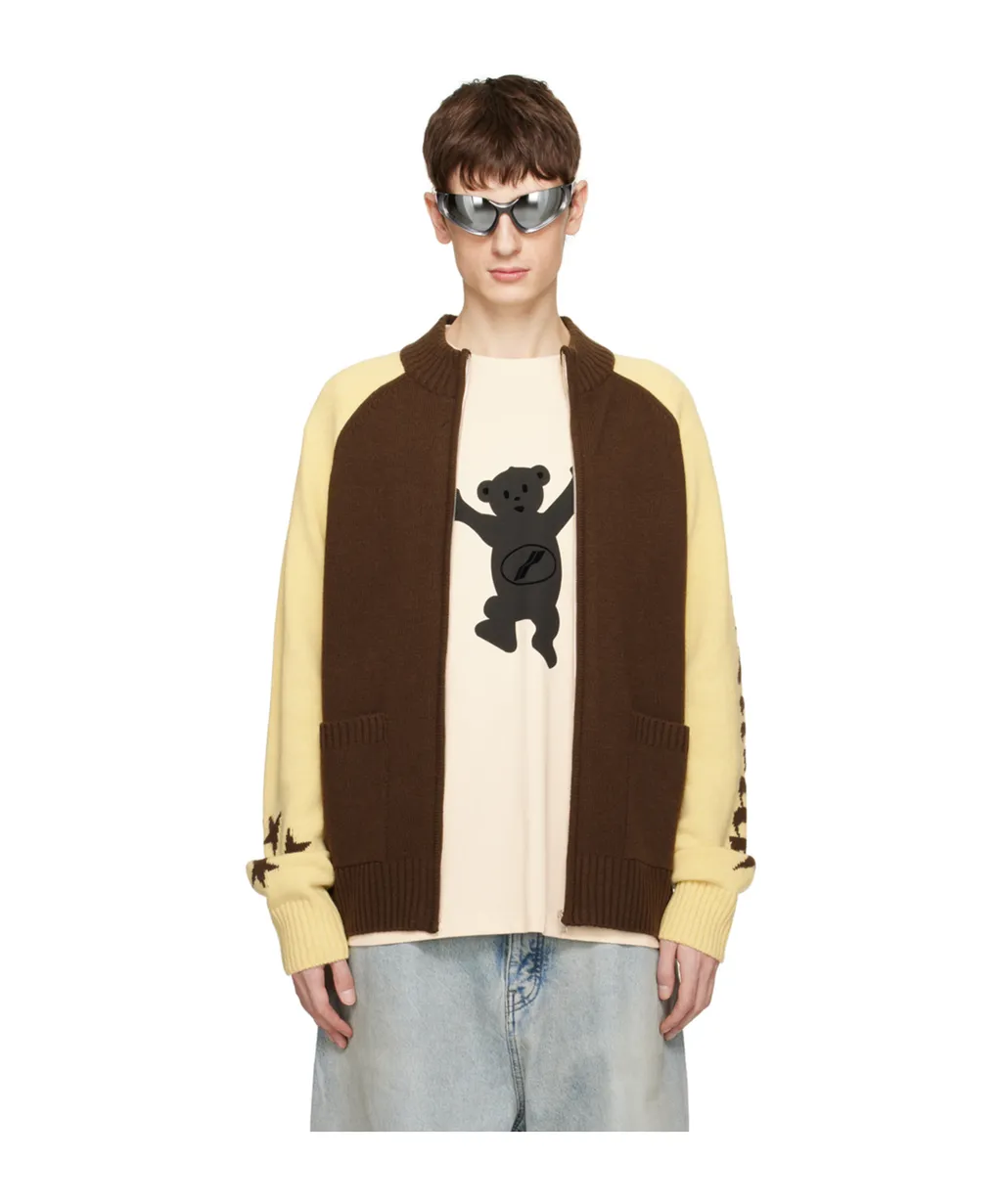 Wool Stand-Neck Knitted Cardigan