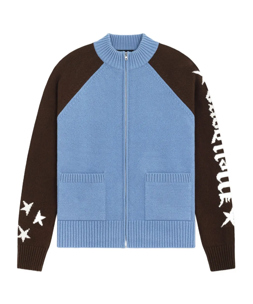 Wool Stand-Neck Knitted Cardigan