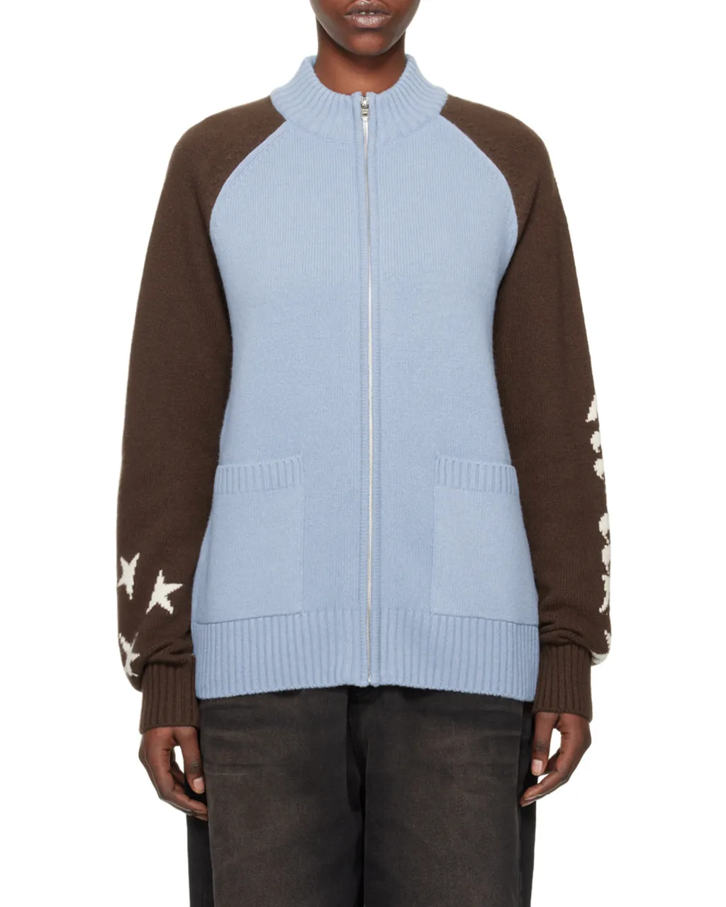 Wool Stand-Neck Knitted Cardigan