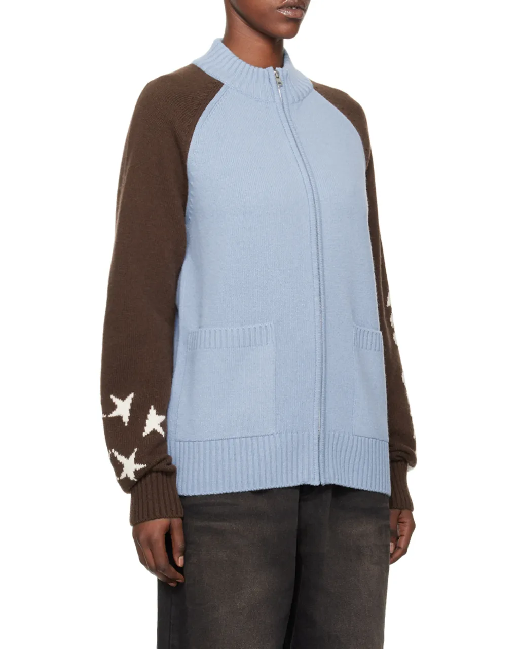 Wool Stand-Neck Knitted Cardigan