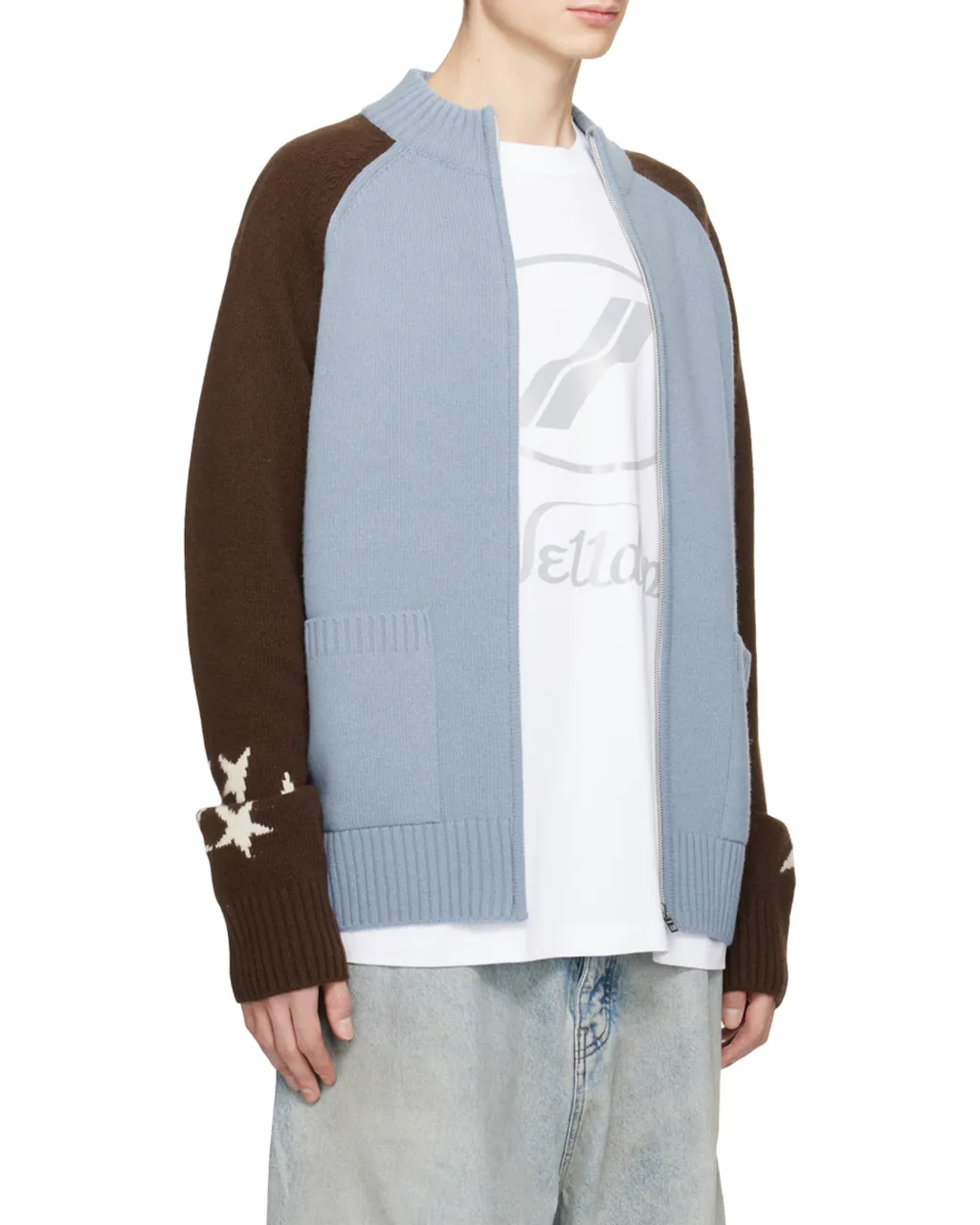 Wool Stand-Neck Knitted Cardigan