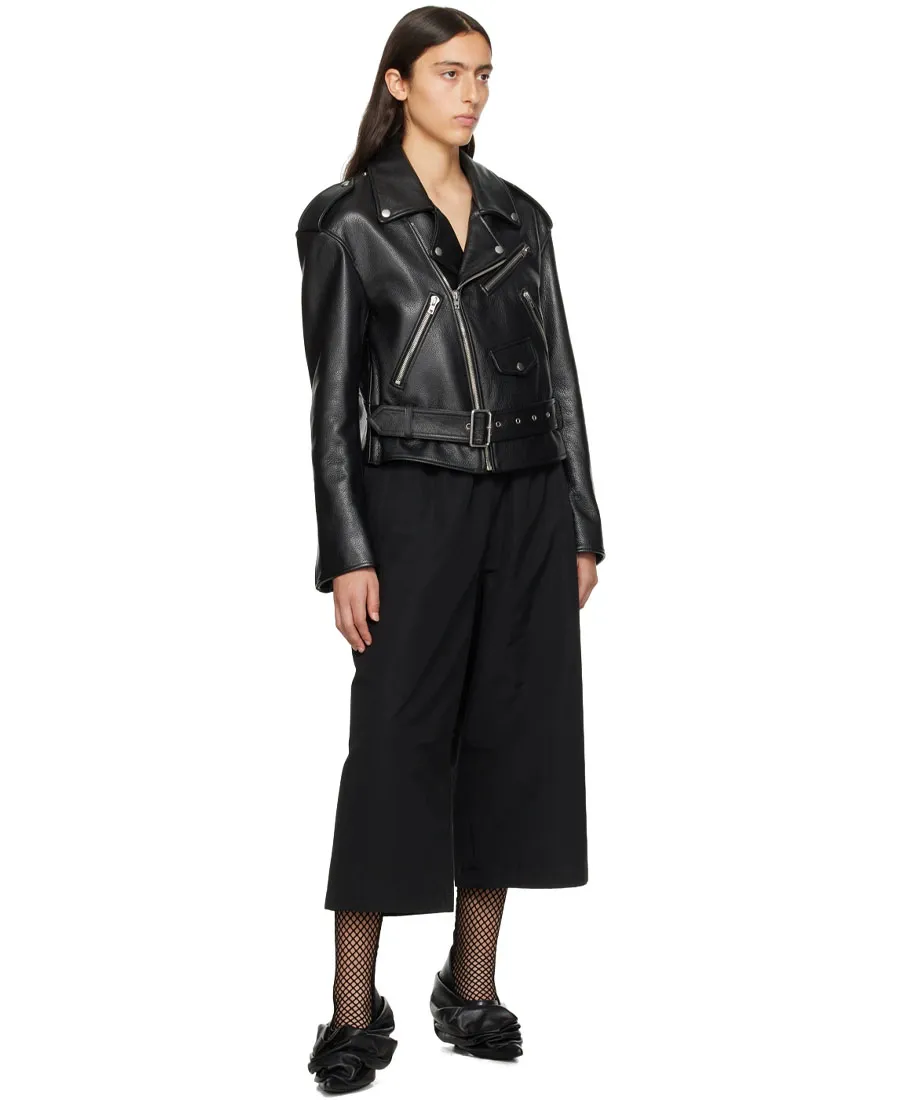Oblique Zipper Leather Jacket