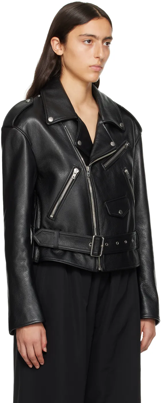 Oblique Zipper Leather Jacket