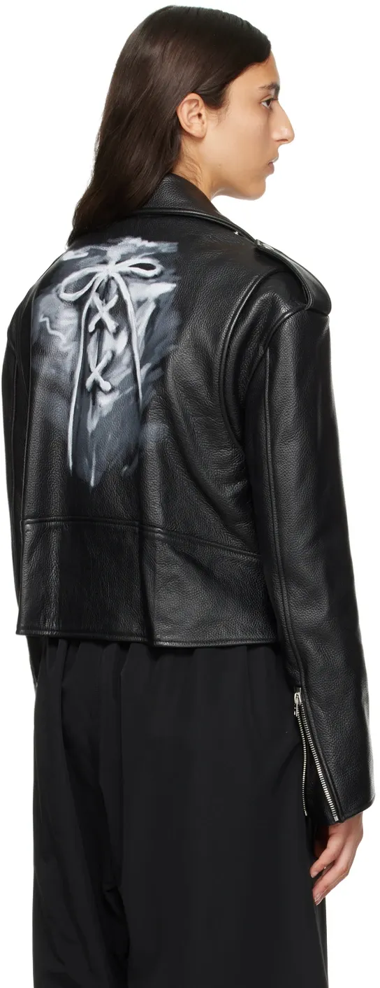 Oblique Zipper Leather Jacket
