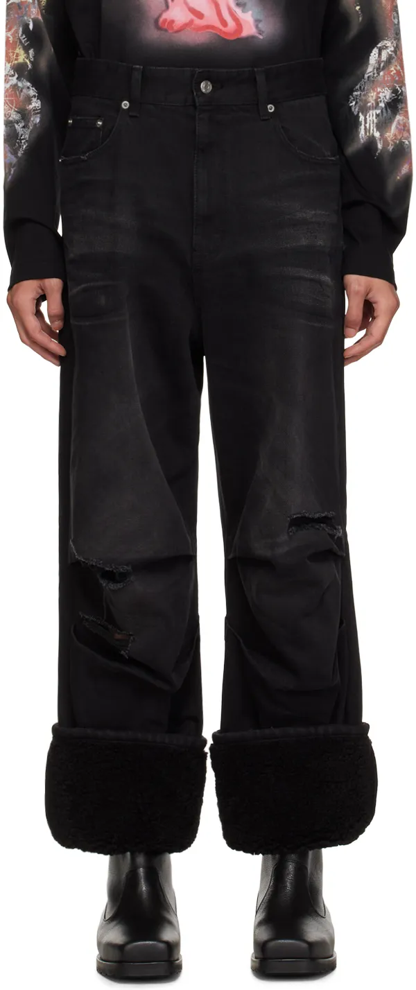 Faded And Worn Detail Jeans