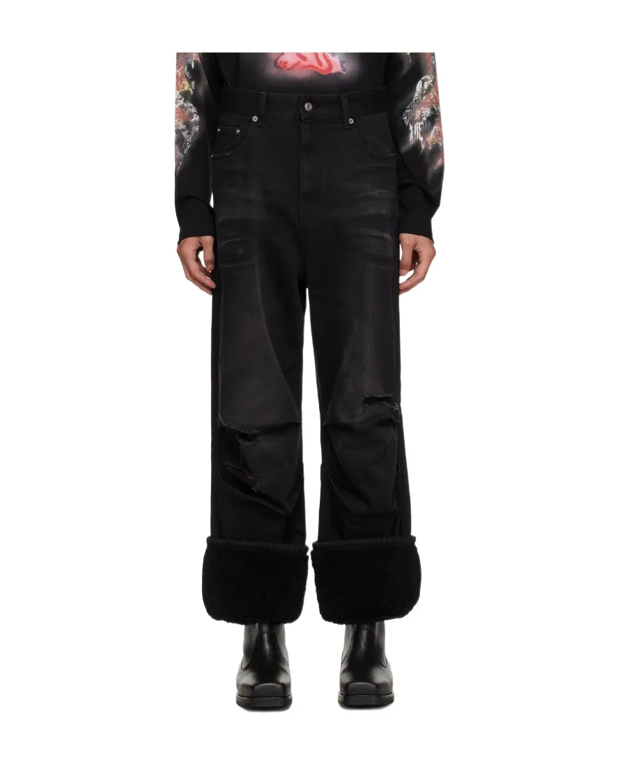 Faded And Worn Detail Jeans