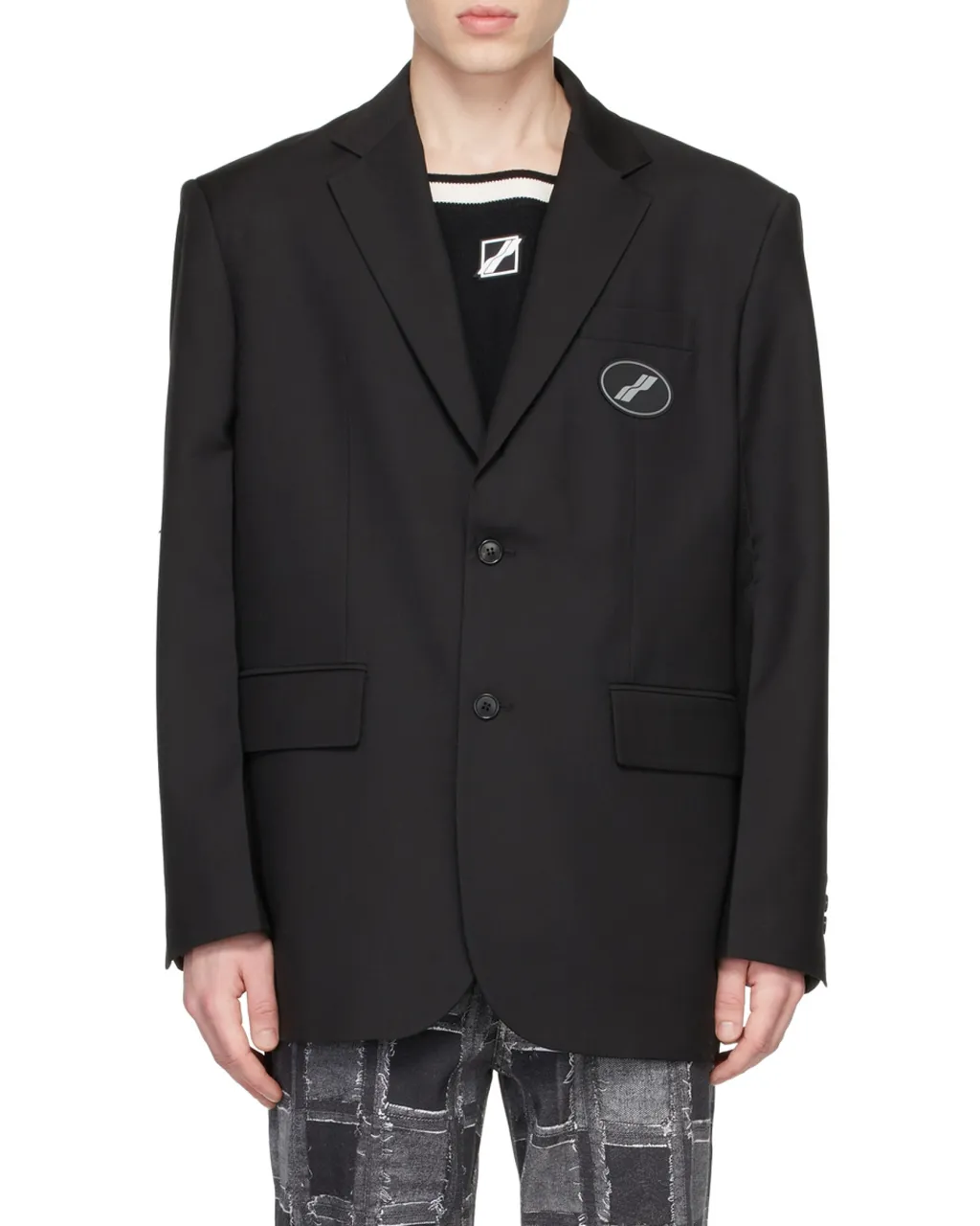 Logo-Patch Long Sleeved Oversized Blazer