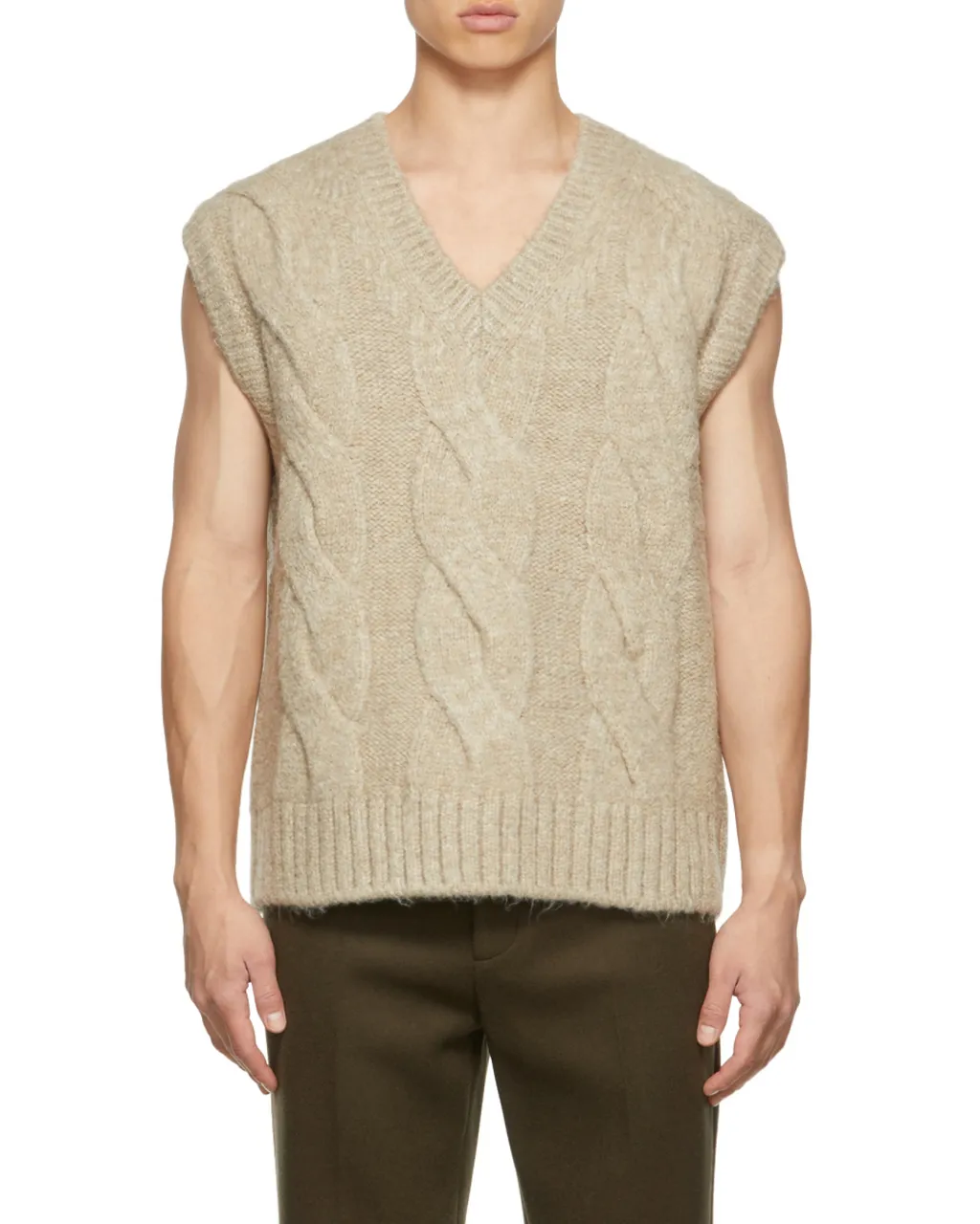 Cable-Knit V-Neck Vest
