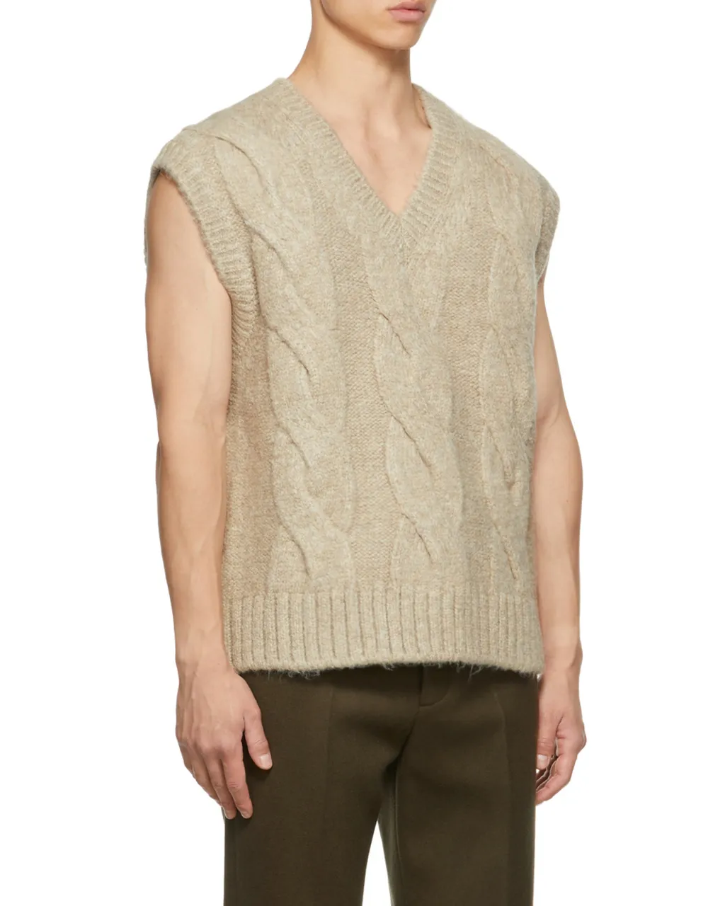 Cable-Knit V-Neck Vest