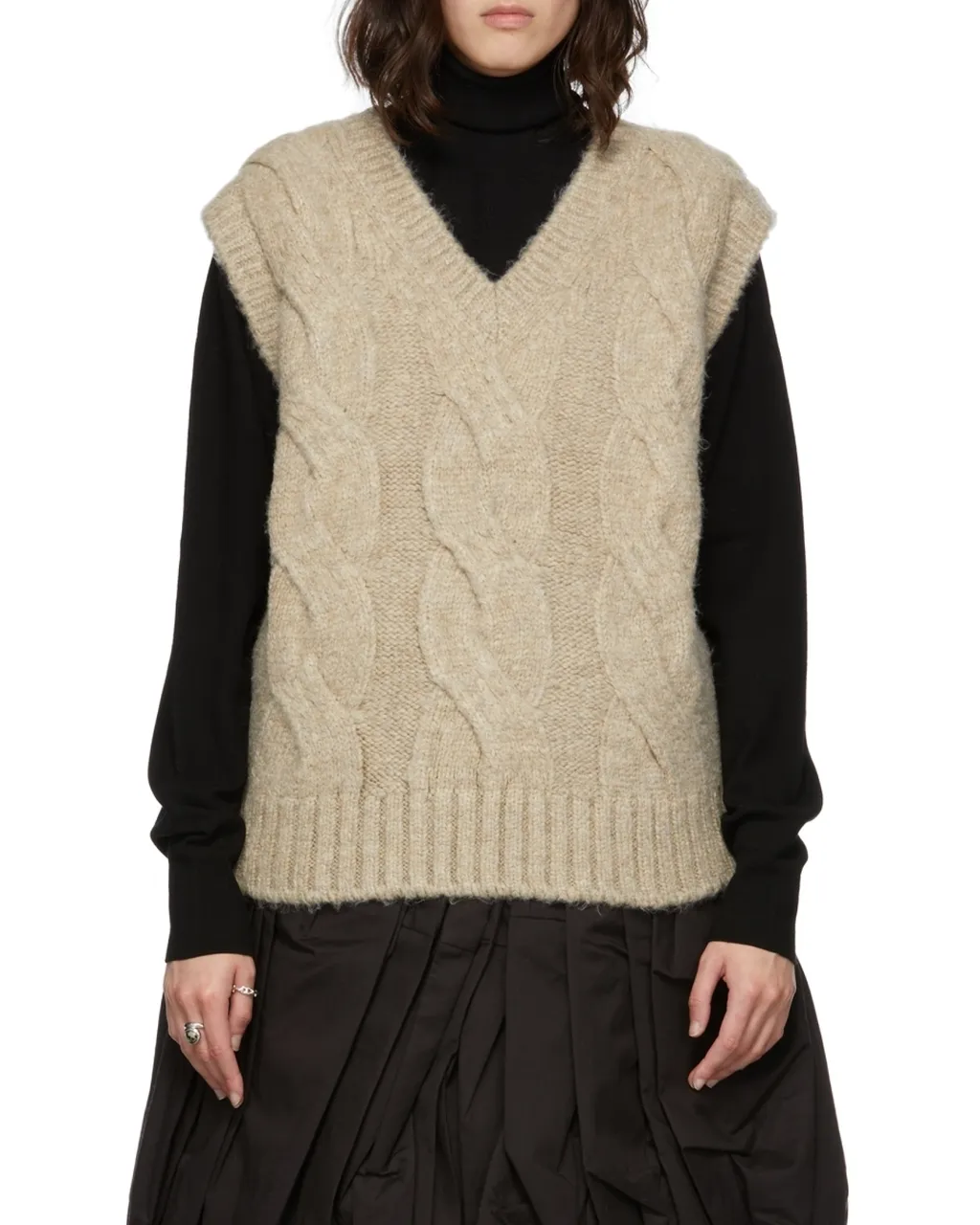 Cable-Knit V-Neck Vest