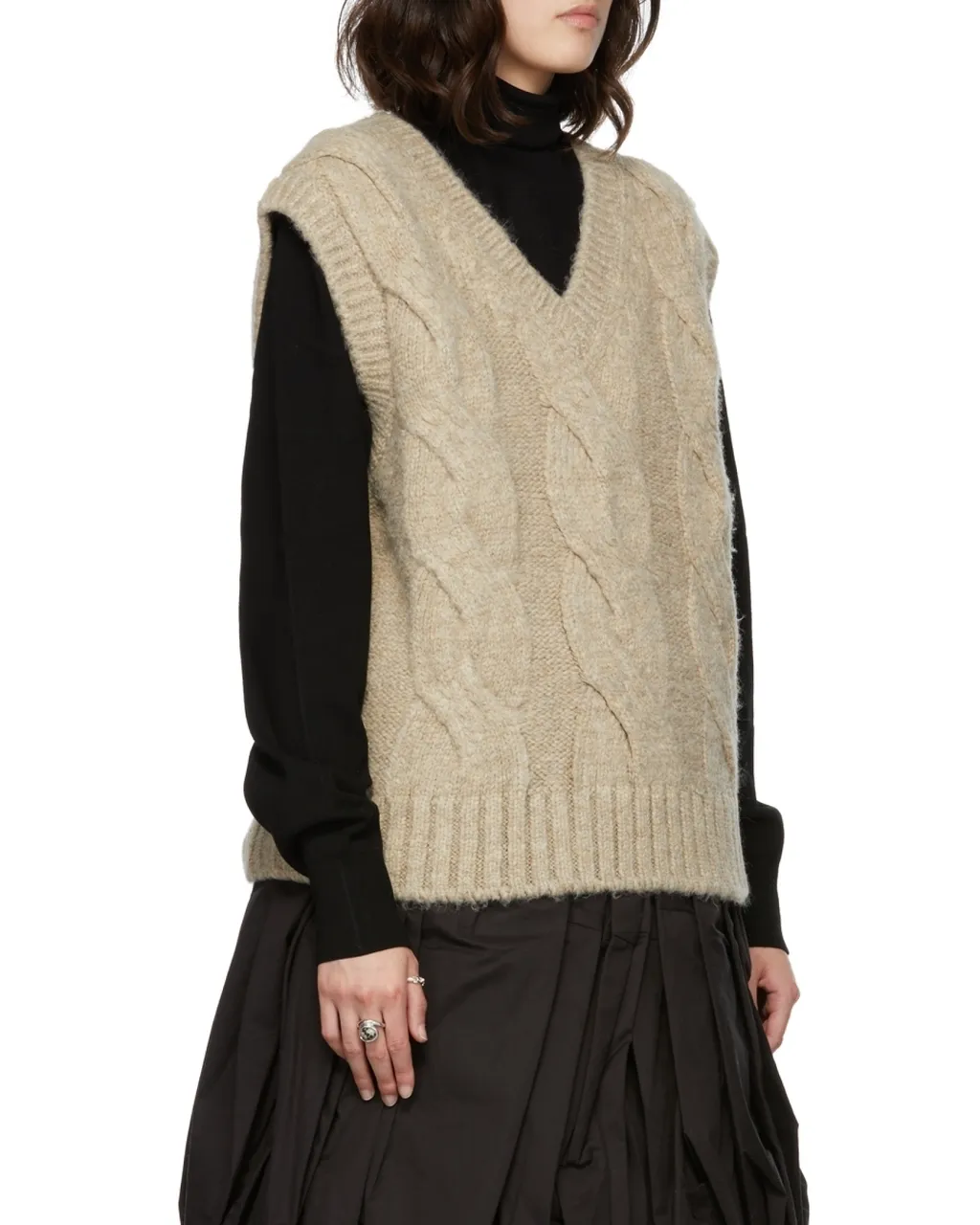 Cable-Knit V-Neck Vest