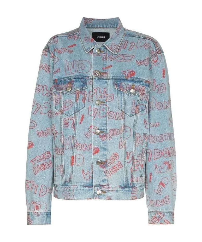 Graffiti Print Denim Jacket