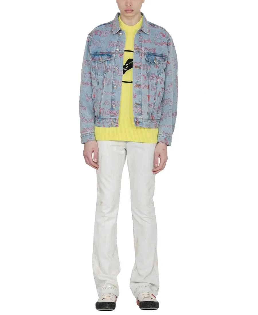 Graffiti Print Denim Jacket